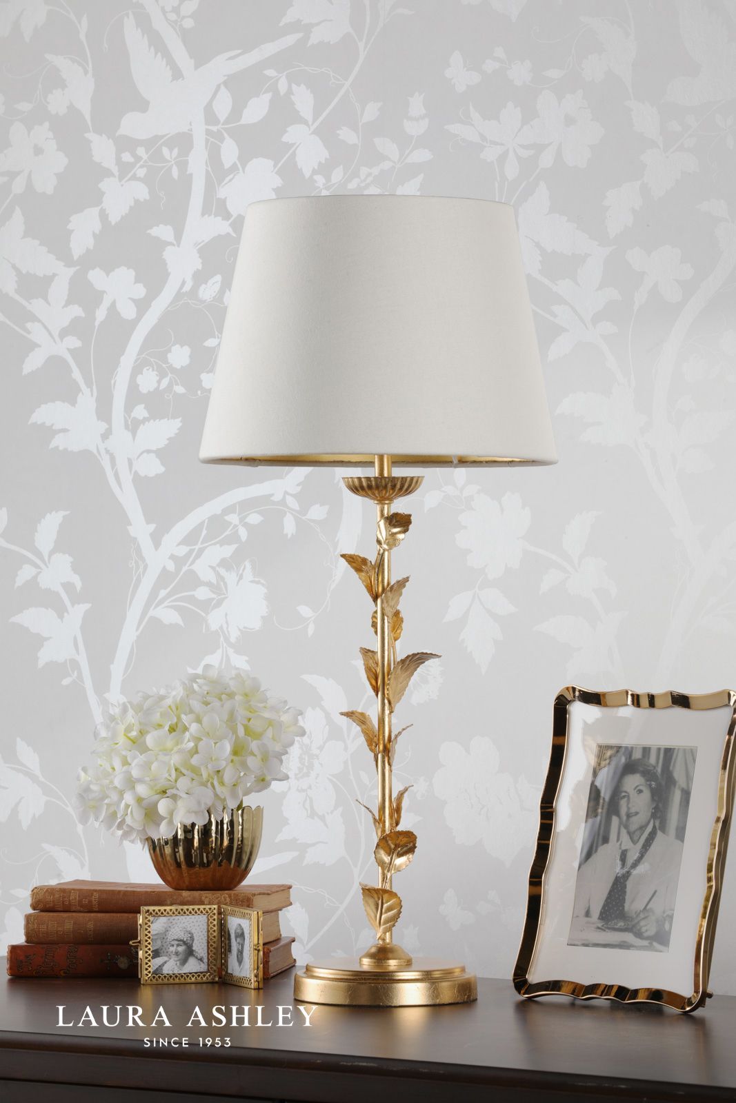 Laura Ashley Halton Table Lamp Distressed Gold Leaf With Shade