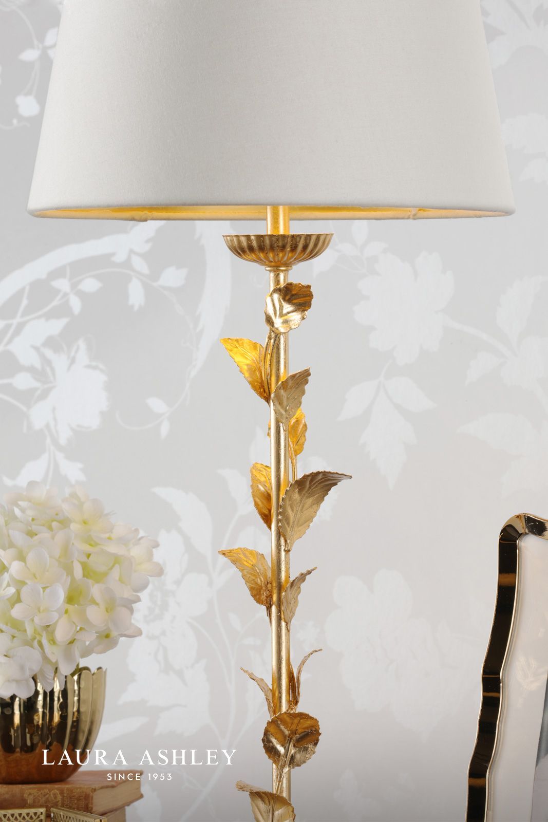 Laura Ashley Halton Table Lamp Distressed Gold Leaf With Shade