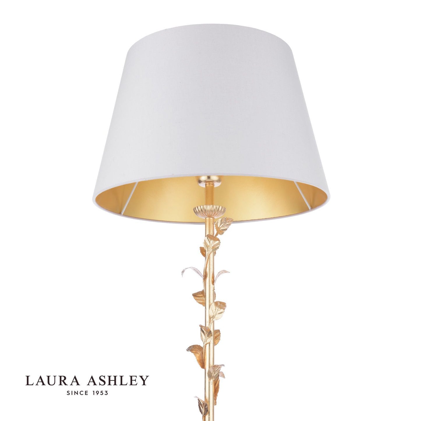 Laura Ashley Halton Floor Lamp Distressed Gold Leaf With Shade