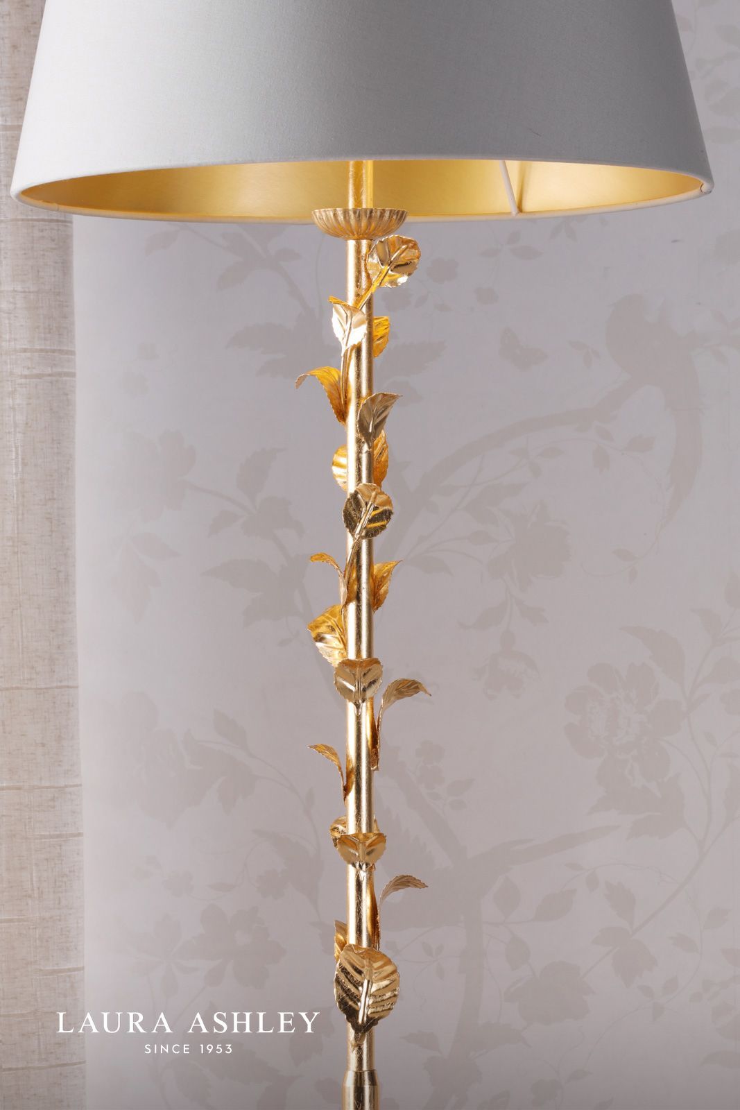 Laura Ashley Halton Floor Lamp Distressed Gold Leaf With Shade