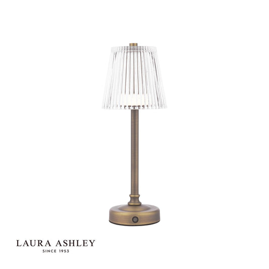 Laura Ashley Callaghan Table Lamp Matt Antique Brass and Ribbed Glass LED