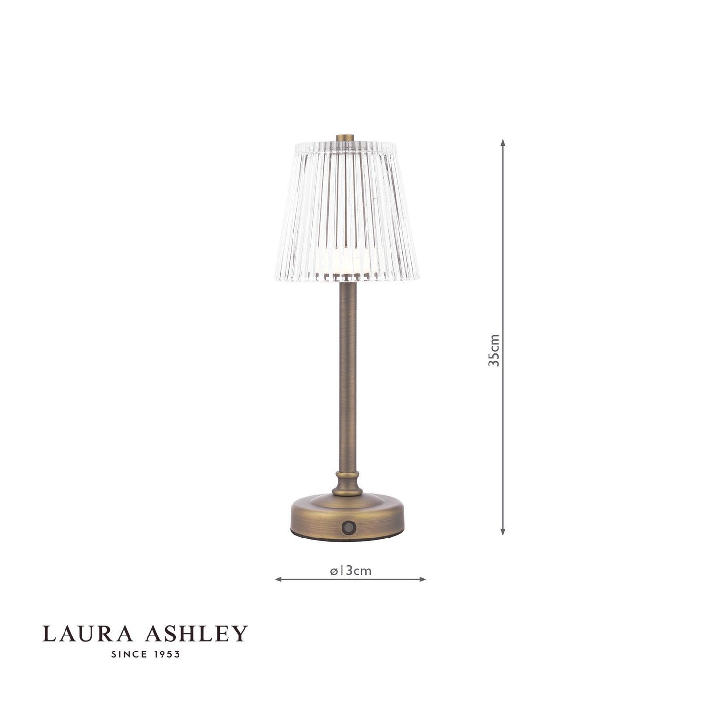 Laura Ashley Callaghan Table Lamp Matt Antique Brass and Ribbed Glass LED