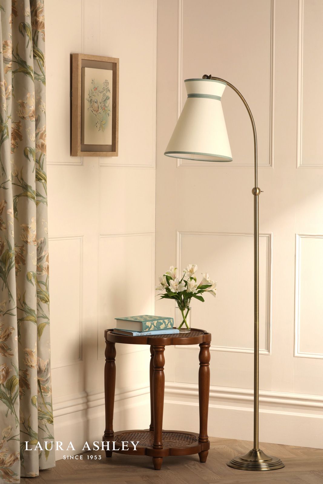 Laura Ashley Dearham Floor Lamp Antique Brass With Shade