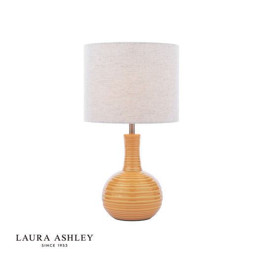 Laura Ashley Padley Table Lamp Yellow Ceramic and Antique Brass With Shade