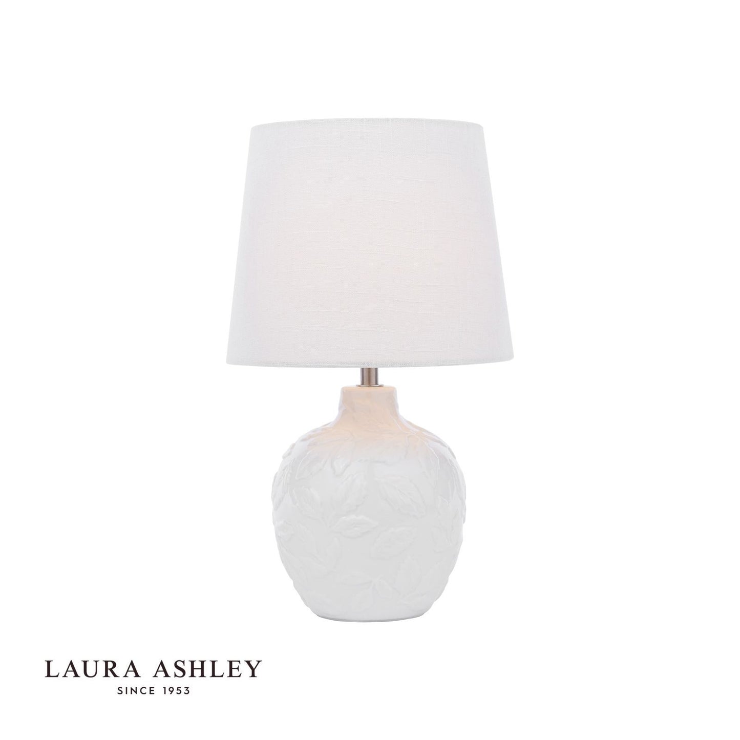 Laura Ashley Redhall Table Lamp White Ceramic and Polished Chrome With Shade