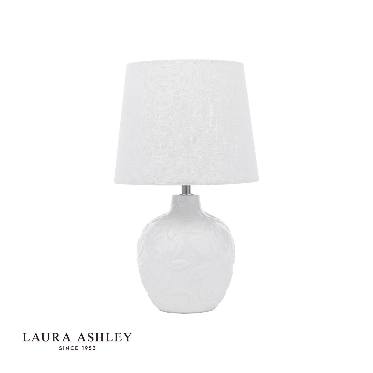 Laura Ashley Redhall Table Lamp White Ceramic and Polished Chrome With Shade