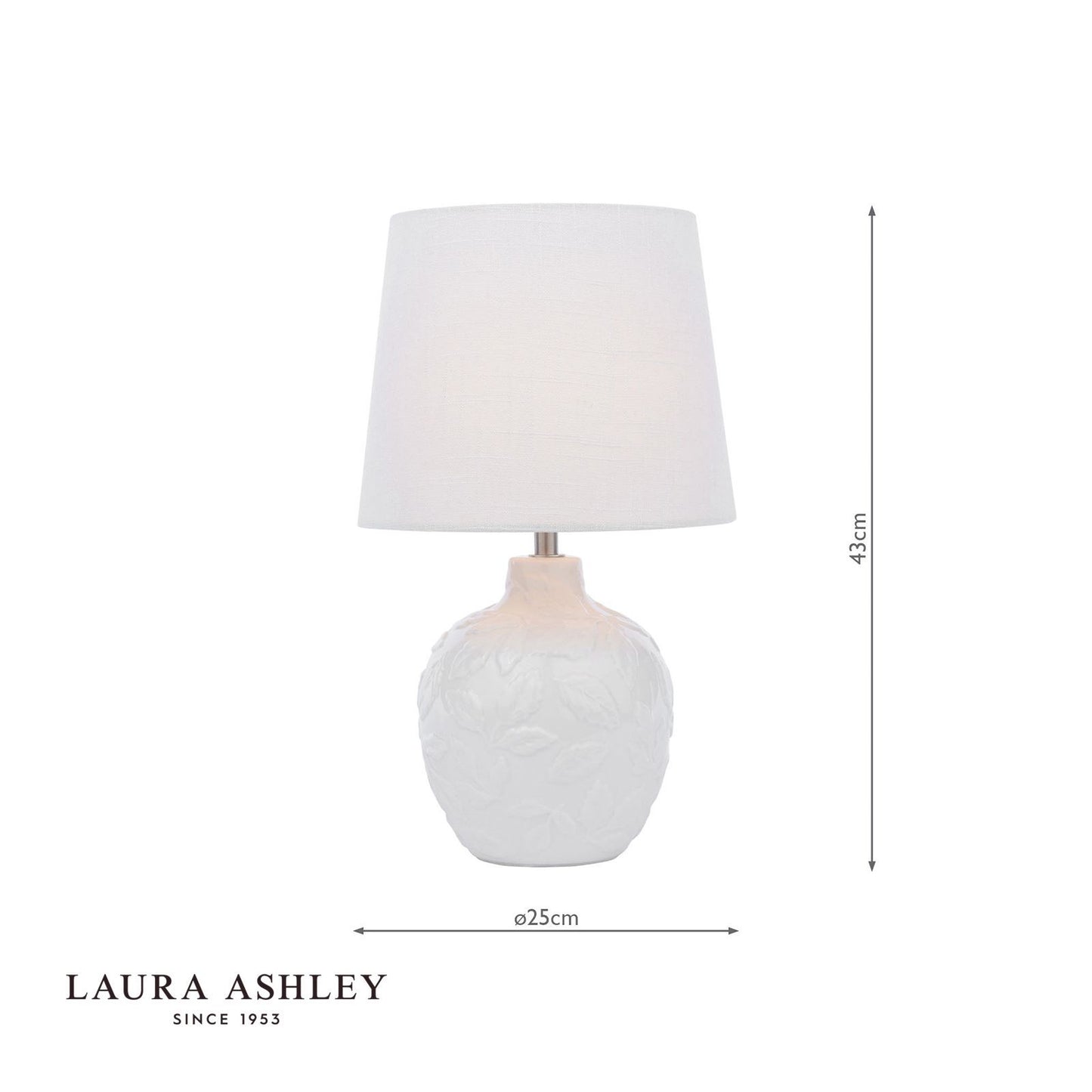 Laura Ashley Redhall Table Lamp White Ceramic and Polished Chrome With Shade