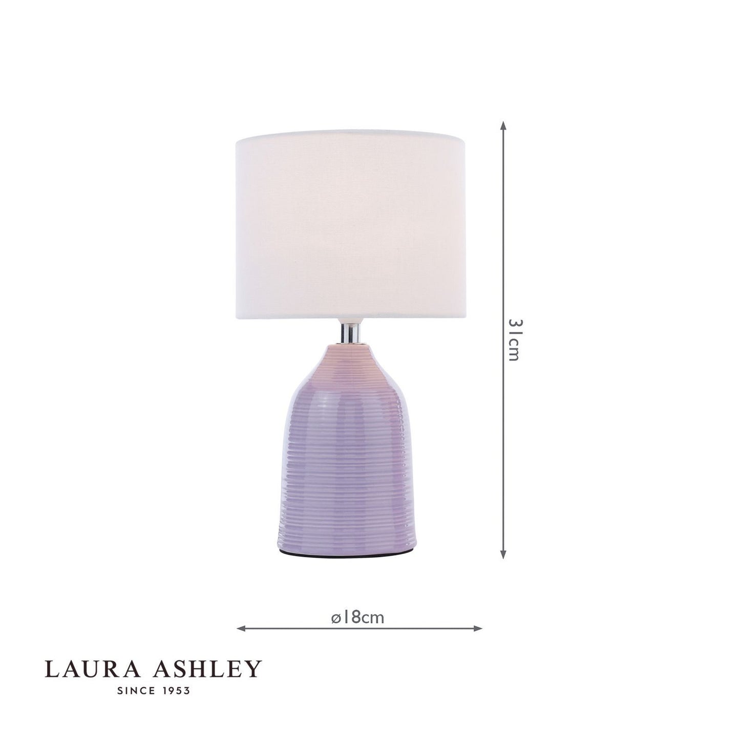 Laura Ashley Penny Table Lamp Purple Ceramic and Polished Chrome With Shade (Twin Pack)