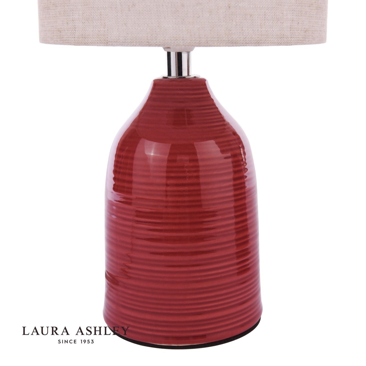 Laura Ashley Penny Table Lamp Red Ceramic and Polished Chrome With Shade (Twin Pack)