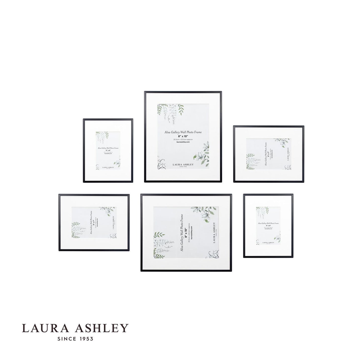 Laura Ashley Alisa Photo Frame Matt Black (Set of 6)