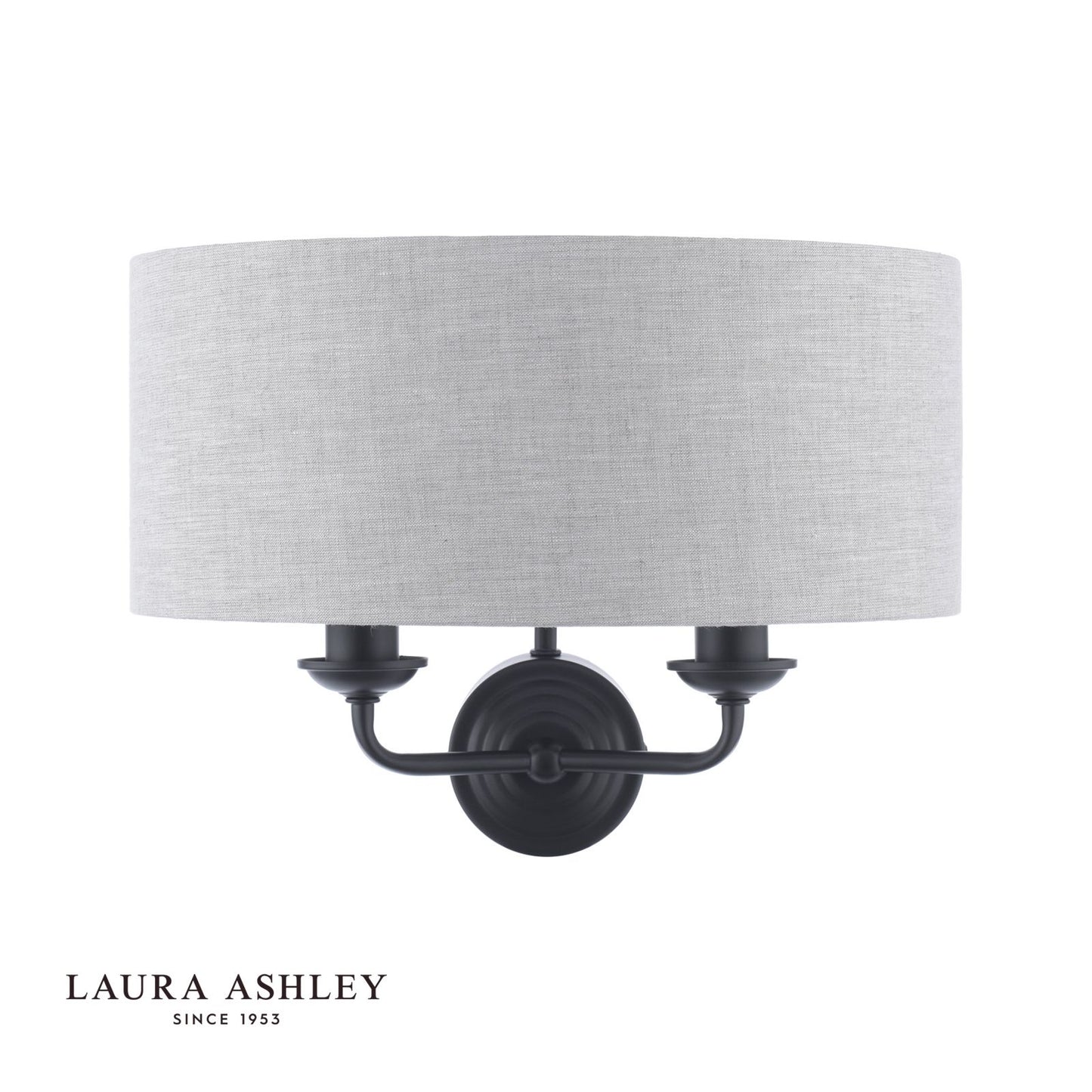 Laura Ashley Sorrento 2 Light Wall Light Matt Black With Natural Shade