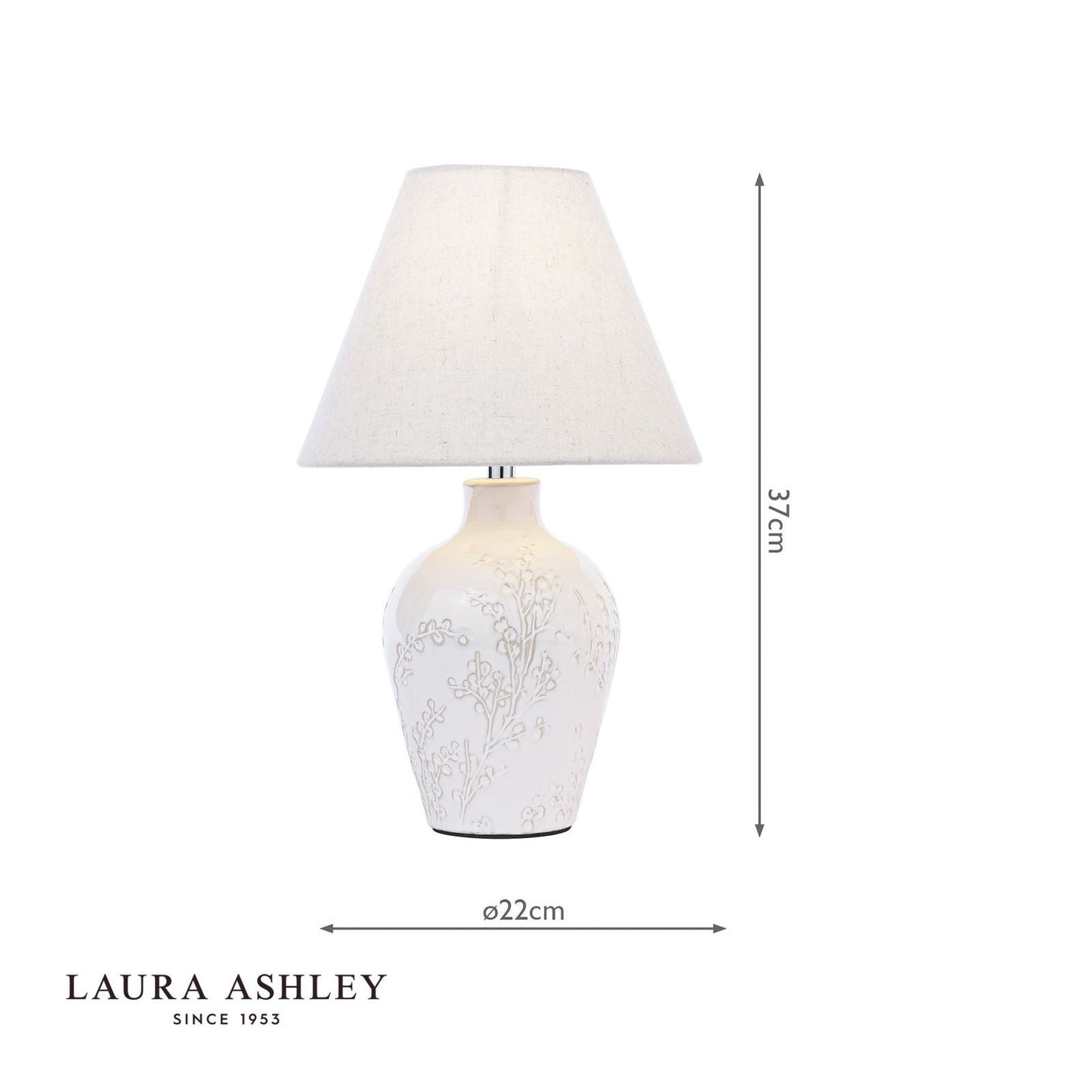 Laura Ashley Pussywillow Table Lamp Cream Ceramic and Polished Chrome With Shade (Twin Pack)