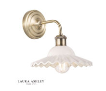 Laura Ashley Beca Wall Light White Ceramic and Antique Brass