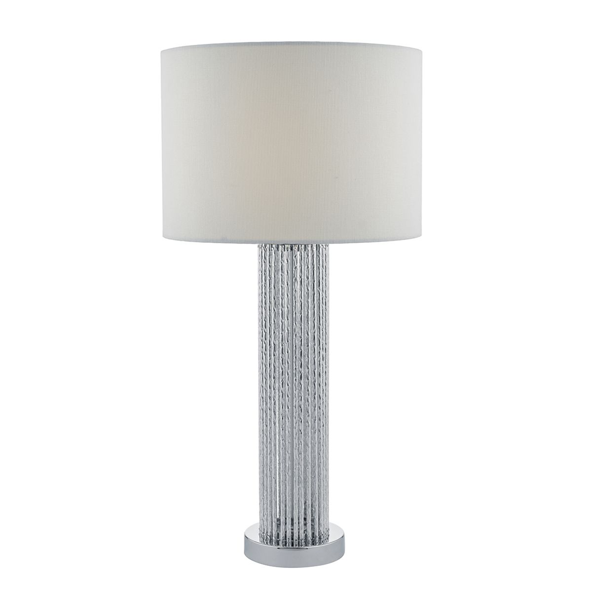 Lazio Table Lamp Polished Chrome Silver Rods With Linen Shade