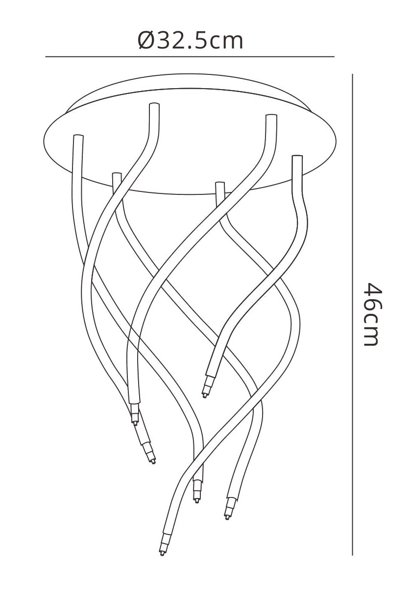 Aire Ceiling Round 6 Light G4 Vertical Arms, Polished Chrome, NOT LED/CFL Compatible by Mantra