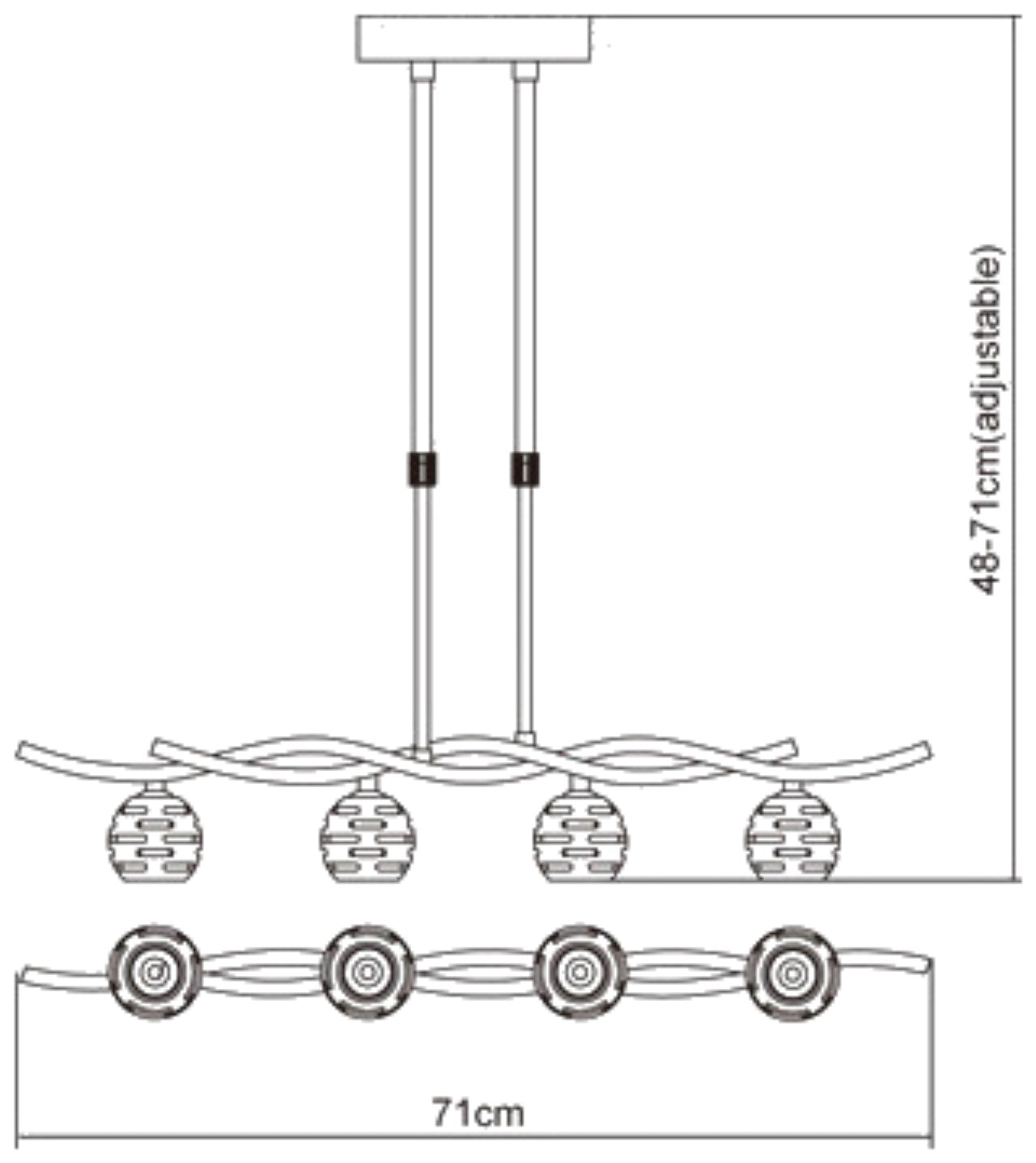 Dali Telescopic Linear Pendant Line 4 Light G9, Polished Brass by Mantra