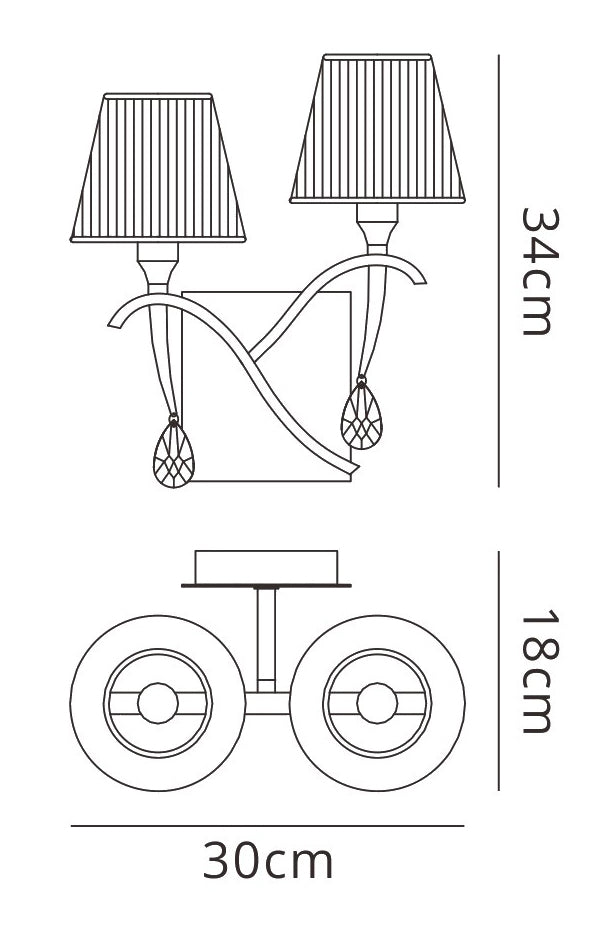 Siena Wall Lamp Switched 2 Light E14, Polished Brass With Amber Cream Shades And Clear Crystal by Mantra