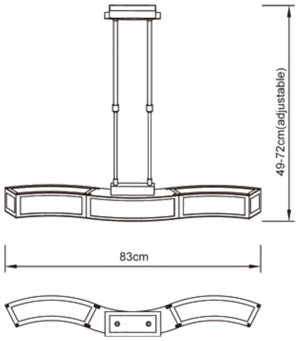 Duna E27 Linear Pendant 3 Light L1 Bar, Polished Chrome, White Acrylic, CFL Lamps INCLUDED by Mantra