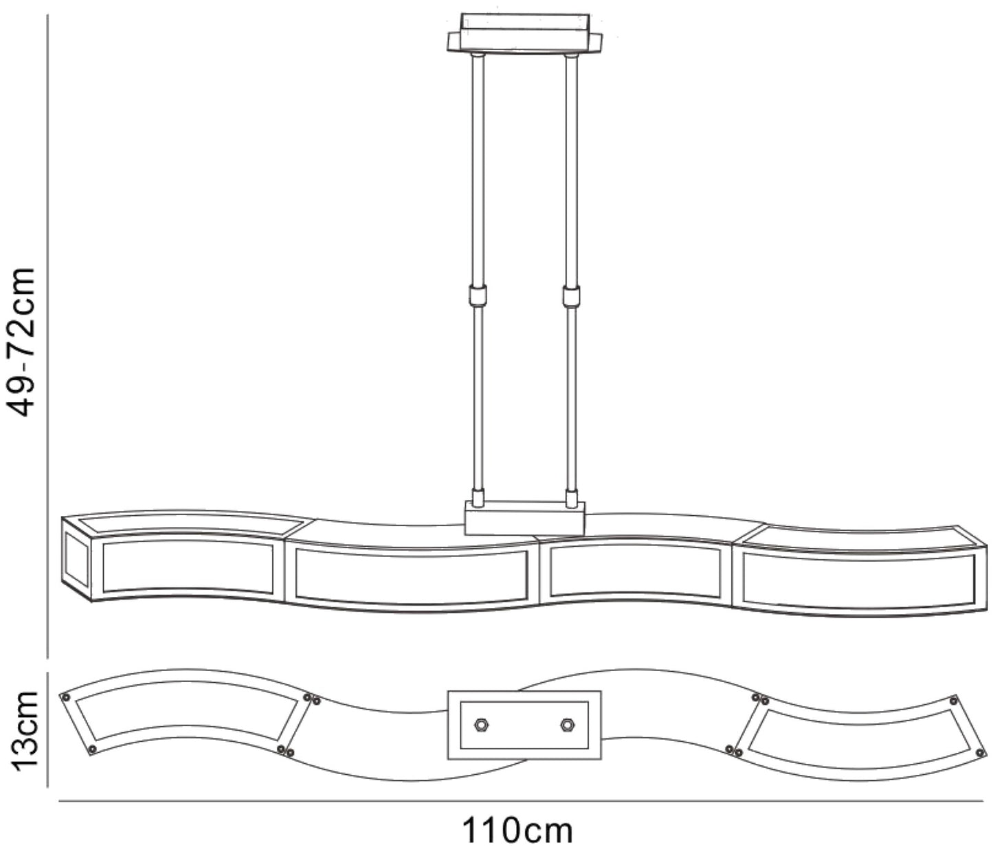 Duna E27 Linear Pendant 4 Light E27 Bar, Polished Chrome, White Acrylic, CFL Lamps INCLUDED by Mantra