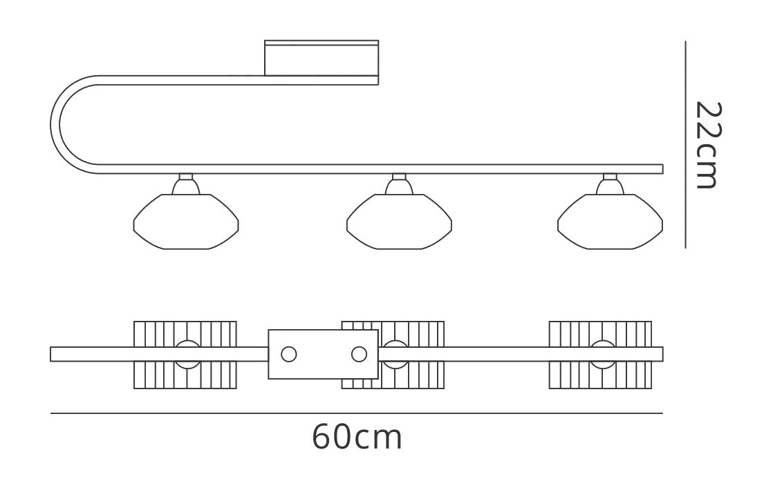 Alfa Ceiling Linear Bar 3 Light G9, Polished Chrome by Mantra