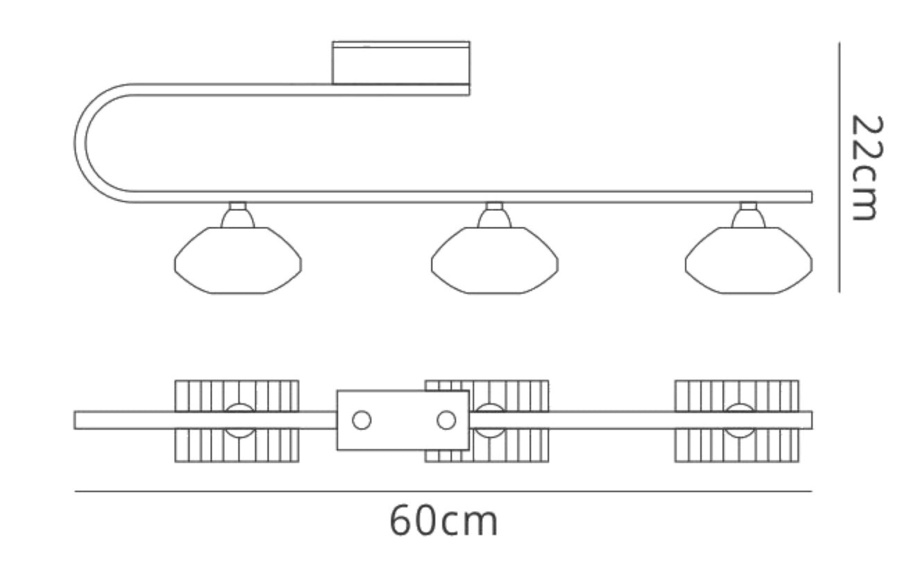 Alfa Linear Bar 3 Light G9, Polished Brass by Mantra