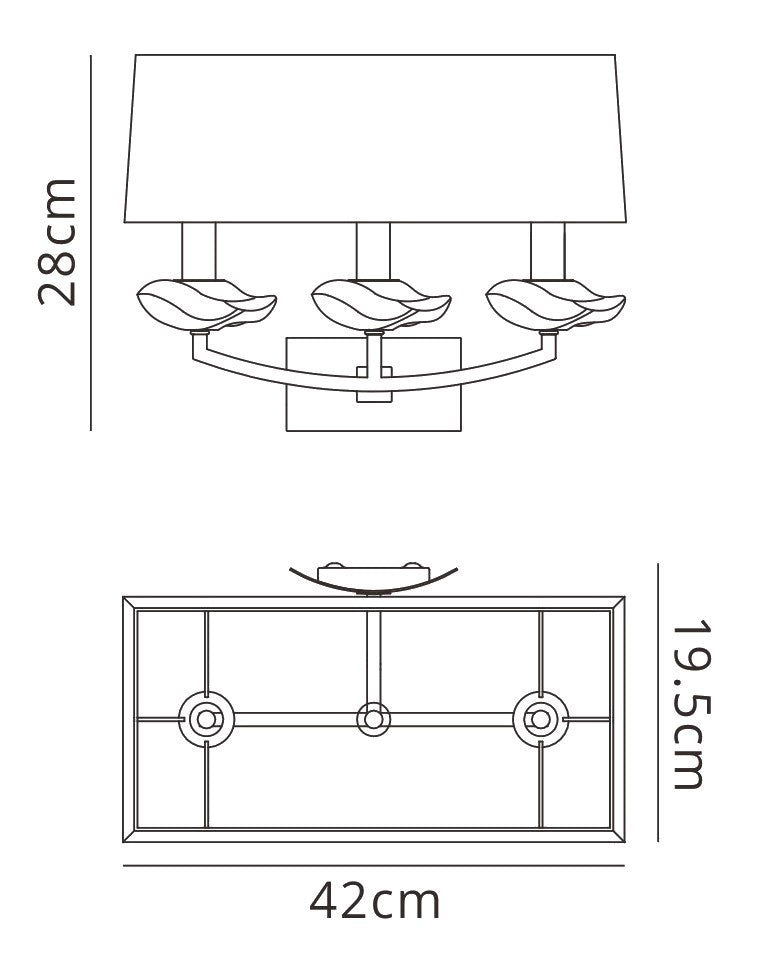 Akira Wall Lamp Switched 3 Light E14, Antique Brass With Black Shade by Mantra