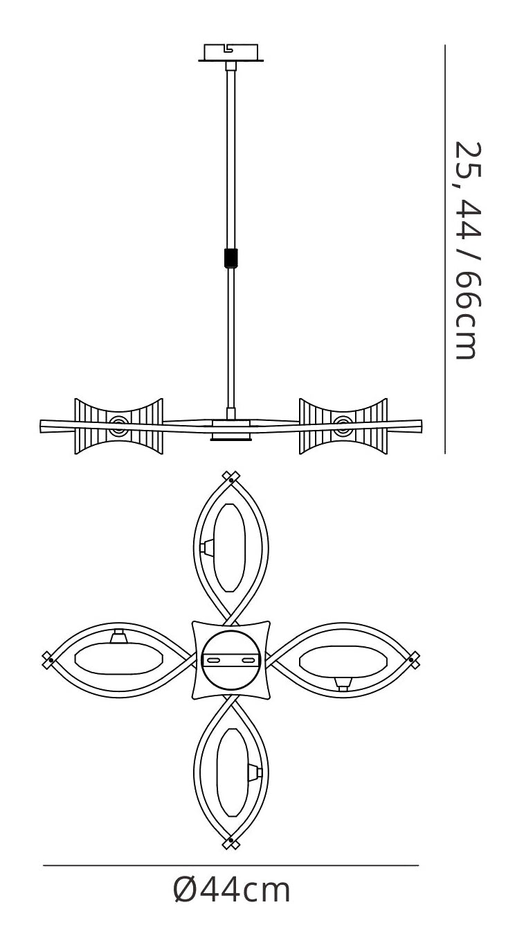 Kromo Telescopic Convertible To Semi Flush 4 Light G9, Antique Brass by Mantra