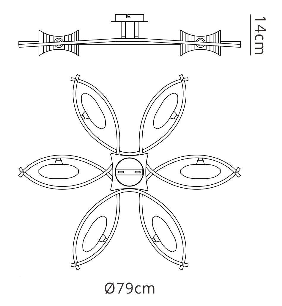 Kromo Ceiling 6 Light G9, Antique Brass by Mantra