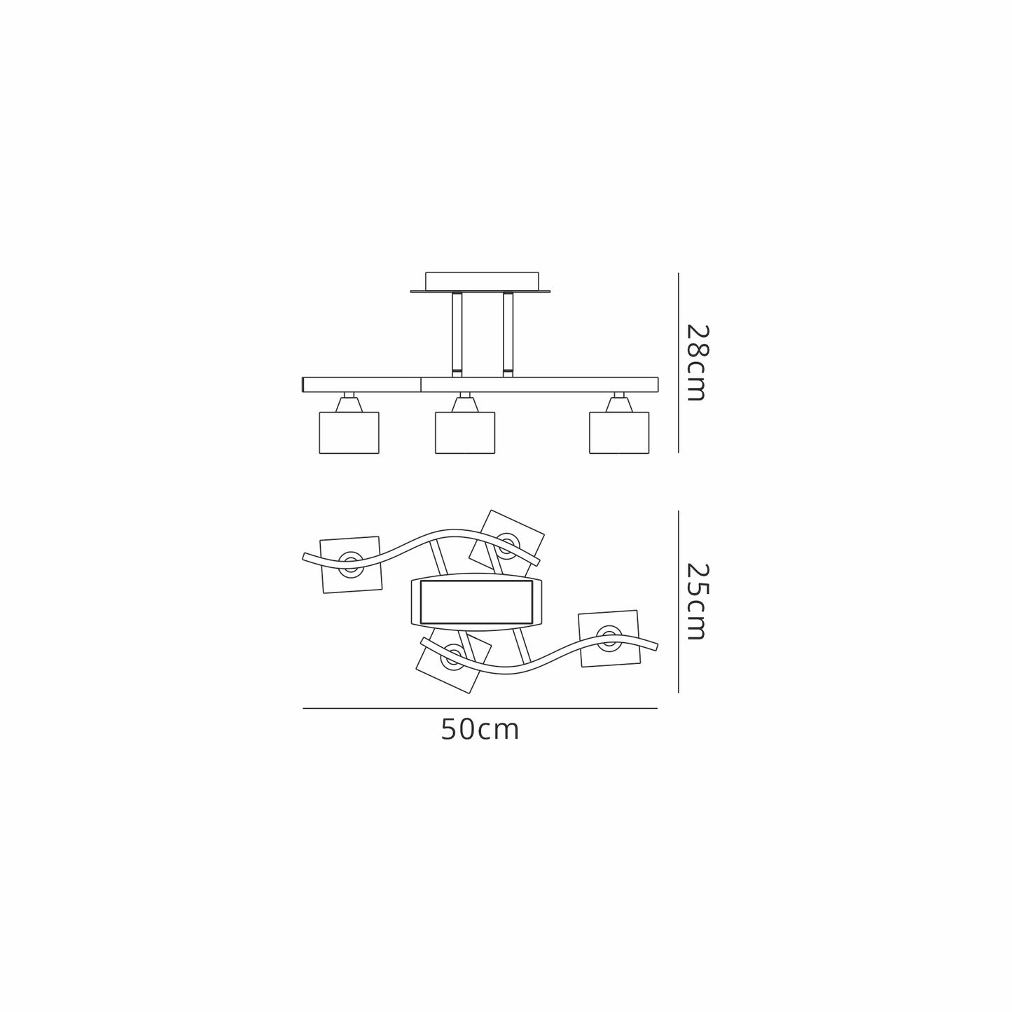 Cuadrax Square Semi Flush 4 Light G9, Satin Nickel (0004049) by Mantra