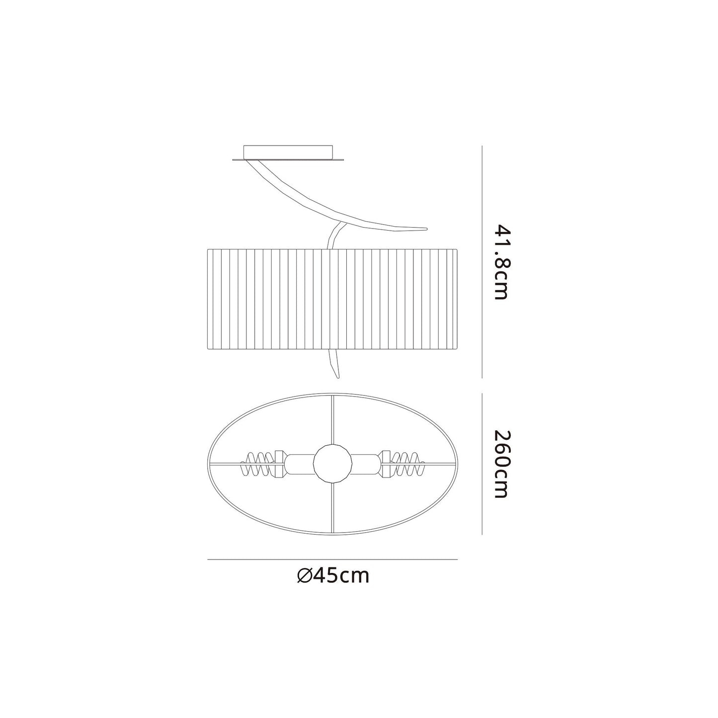 Eve Semi Flush 2 Light E27, Polished Chrome With Spanish Corrugated White Oval Shade by Mantra
