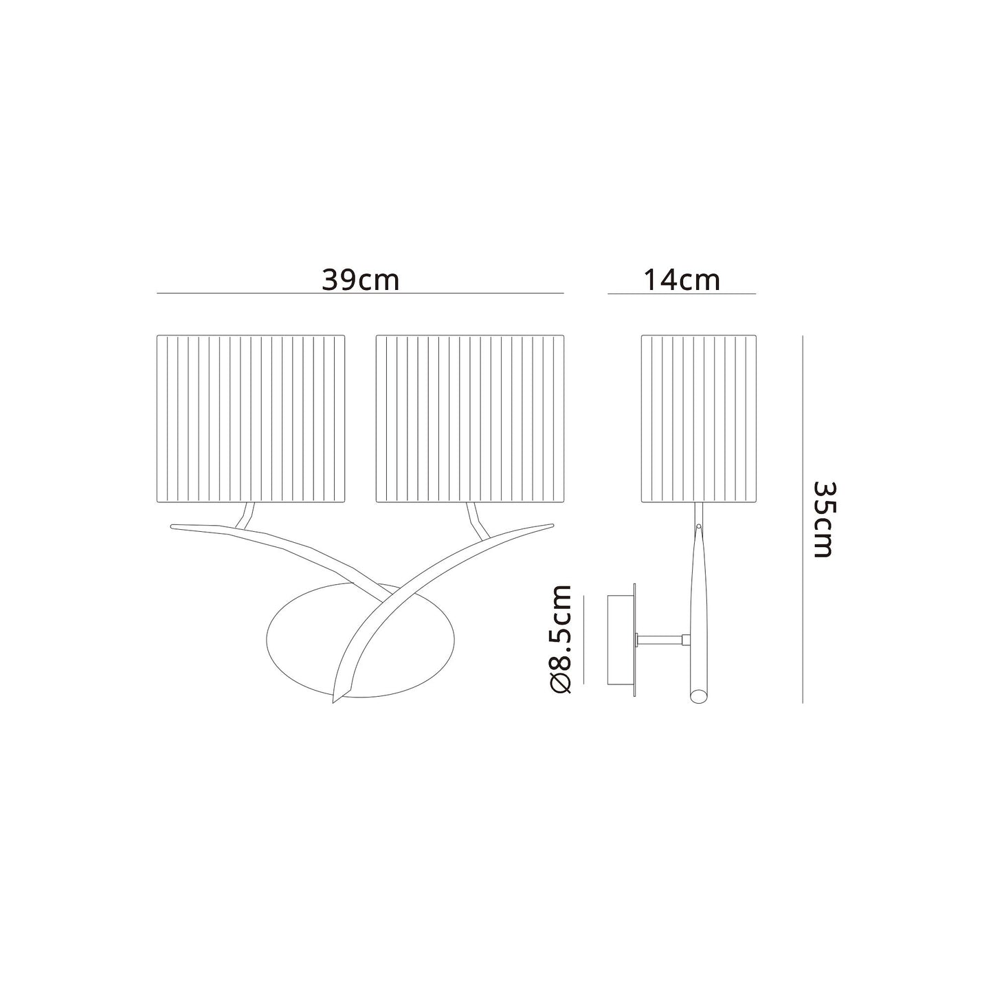 Eve Wall Lamp 2 Light E27, Polished Chrome With Spanish Corrugated White Oval Shades by Mantra