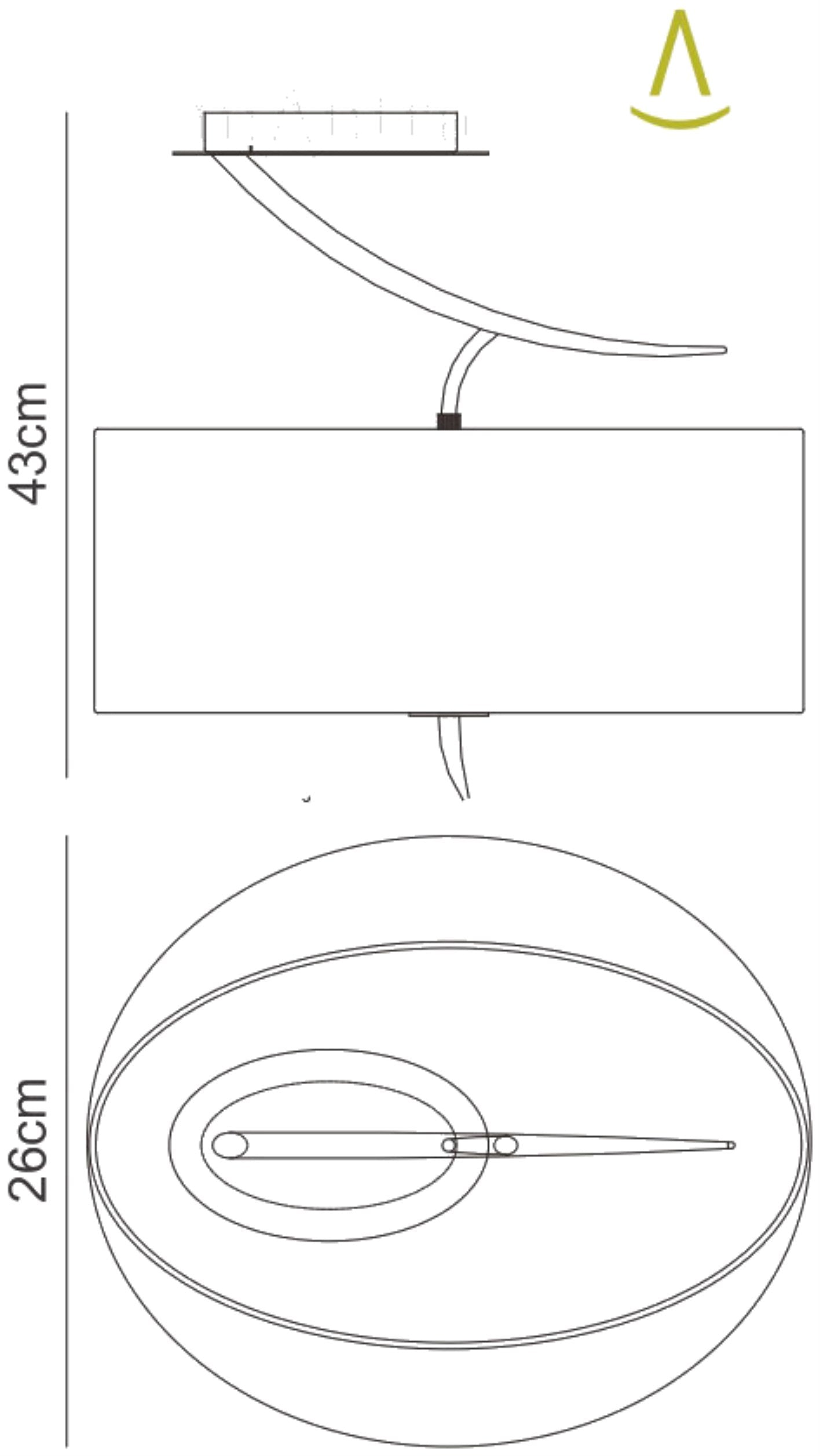 Eve Semi Flush 2 Light E27, Anthracite With Black Oval Shade by Mantra