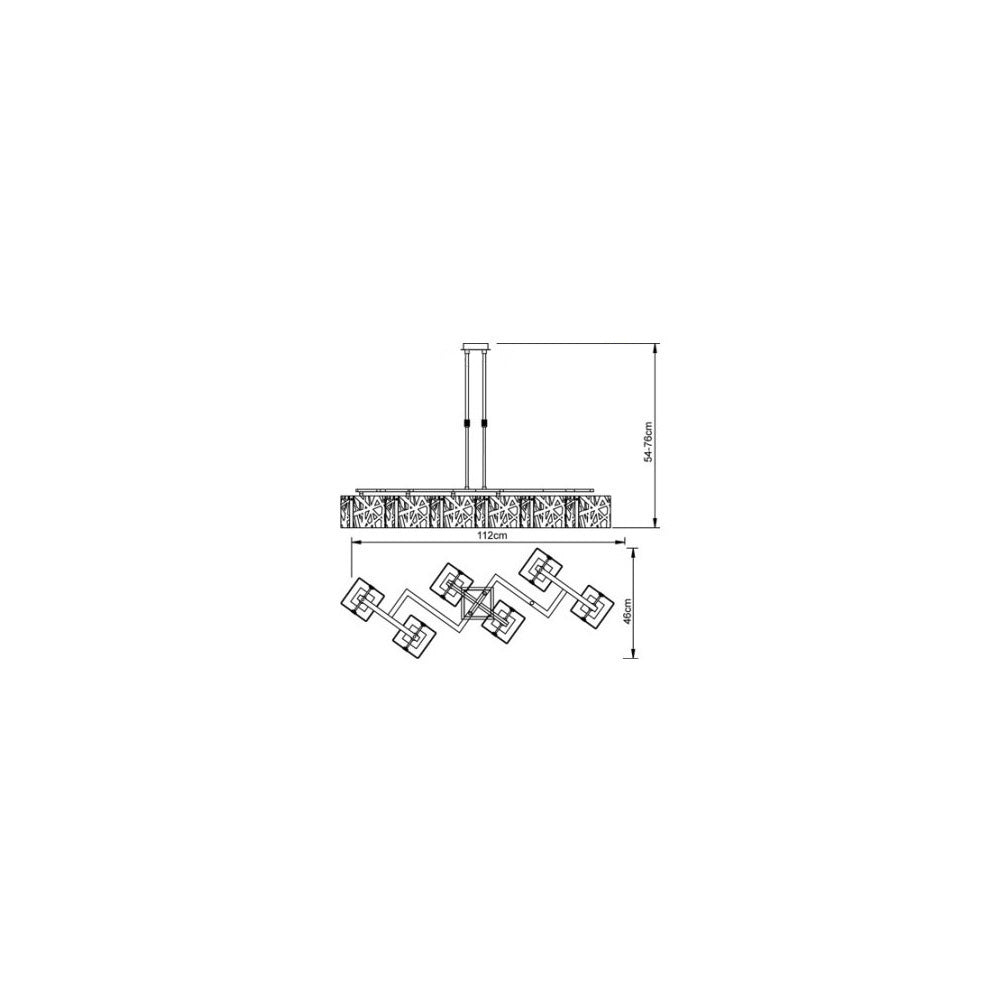 Tokio Rectangular Telescopic 6 Light G9 Line, Gloss Black/Polished Chrome by Mantra