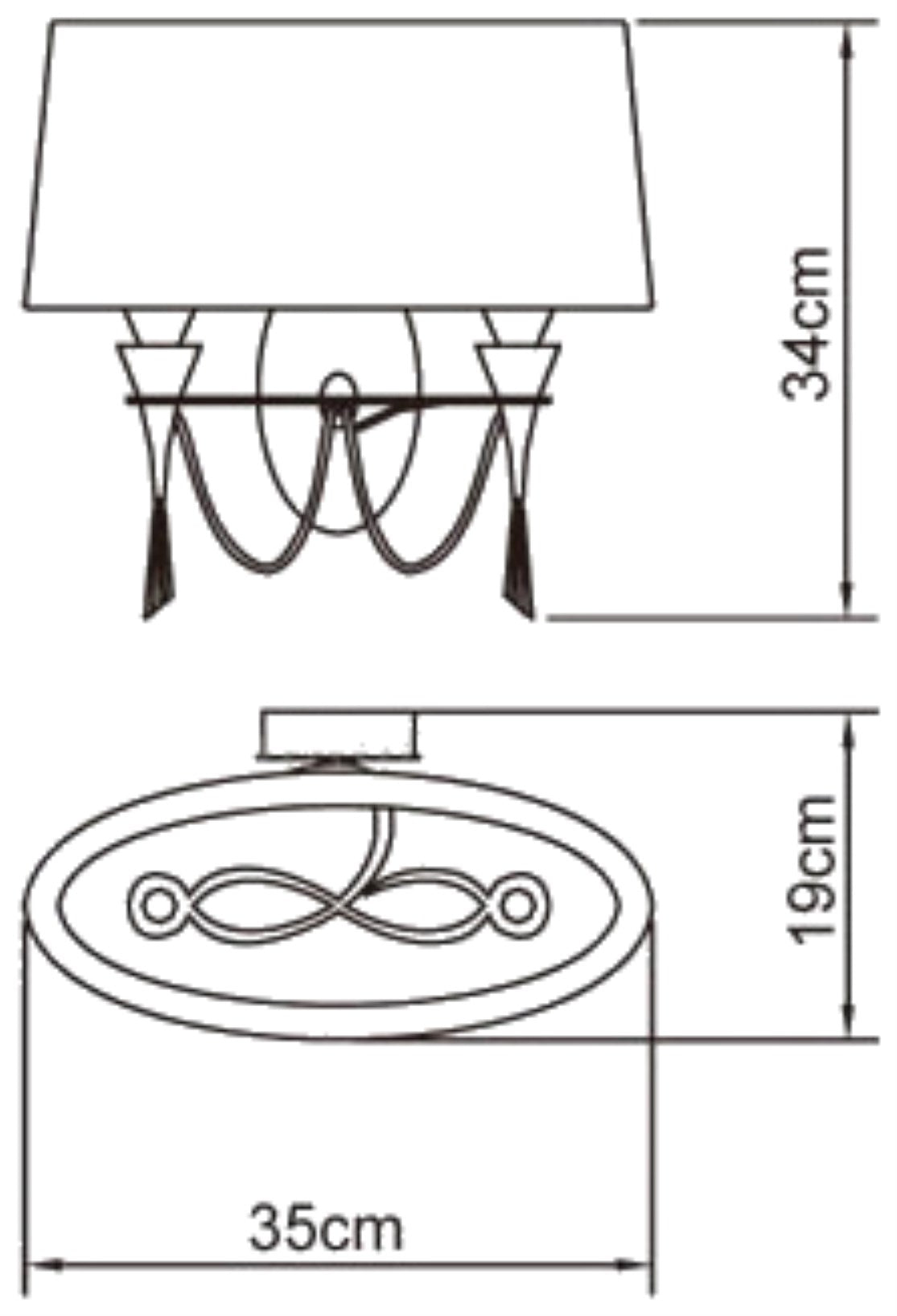 Lucca Wall Lamp Switched 2 Light E27, Polished Chrome With White Shade & Clear Crystal by Mantra