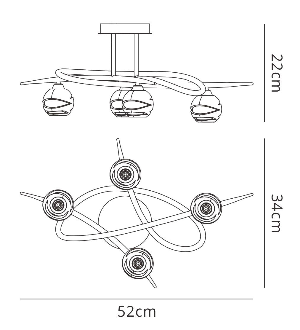 Loop Ceiling 4 Light G9 ECO, Polished Chrome by Mantra