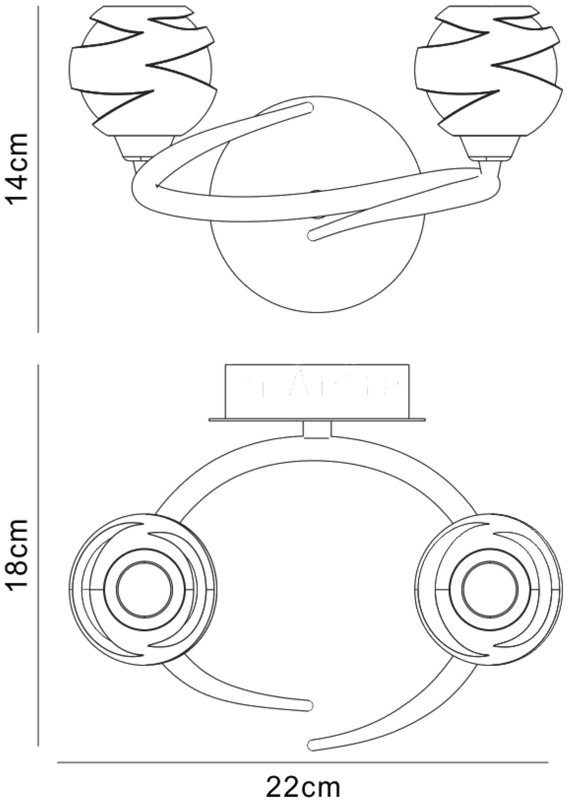 Loop Wall Lamp 2 Light G9 ECO, Satin Nickel by Mantra