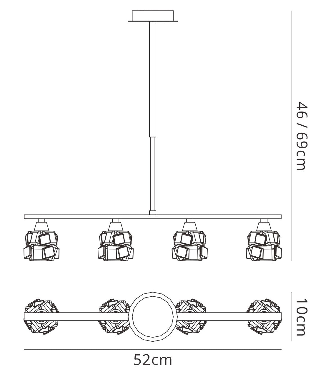 Ice Linear Pendant 4 Light G9 ECO Bar, Satin Nickel by Mantra