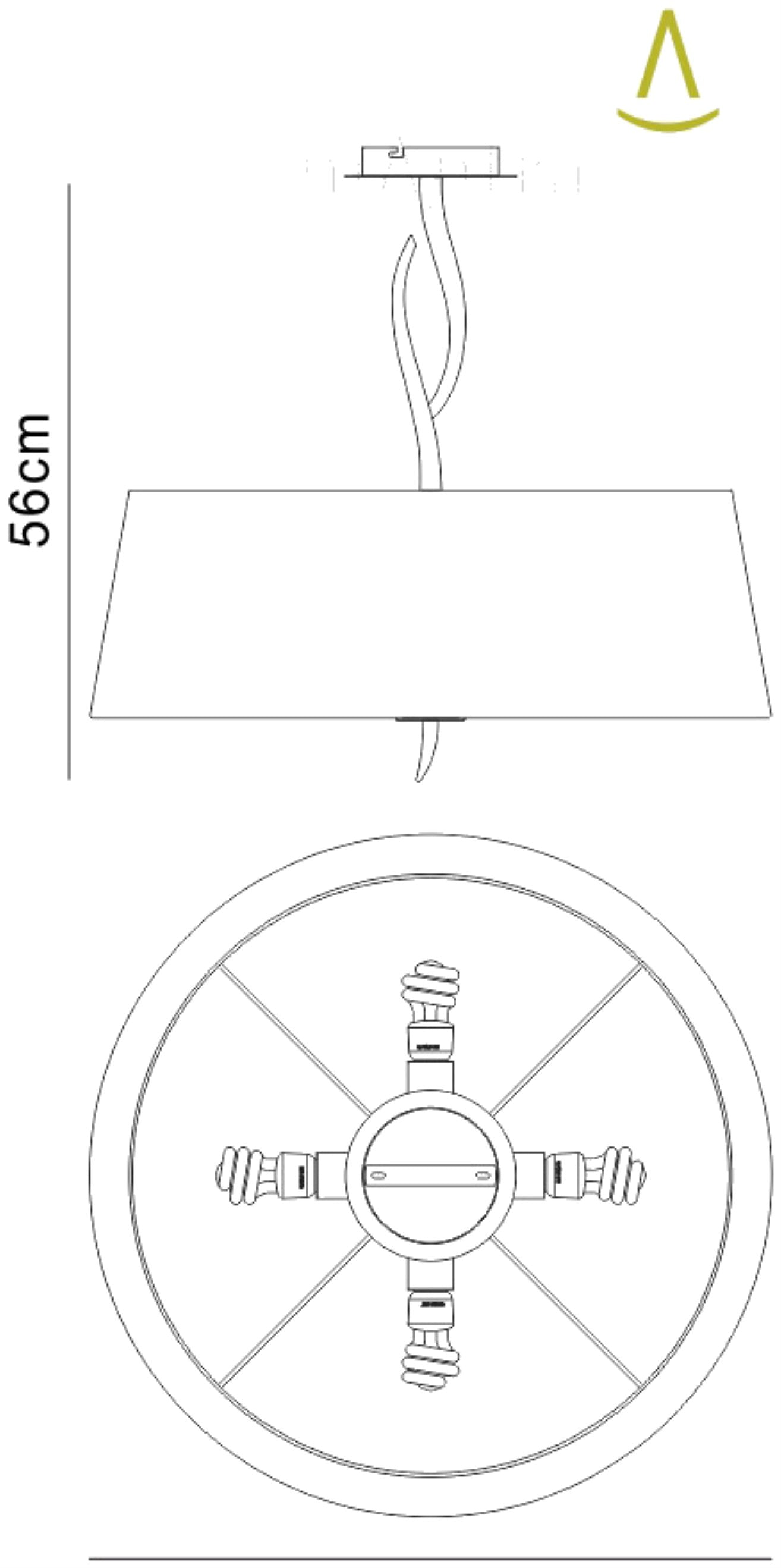 Ninette Semi Flush 4 Light E27, Antique Brass With Ivory White Shade by Mantra