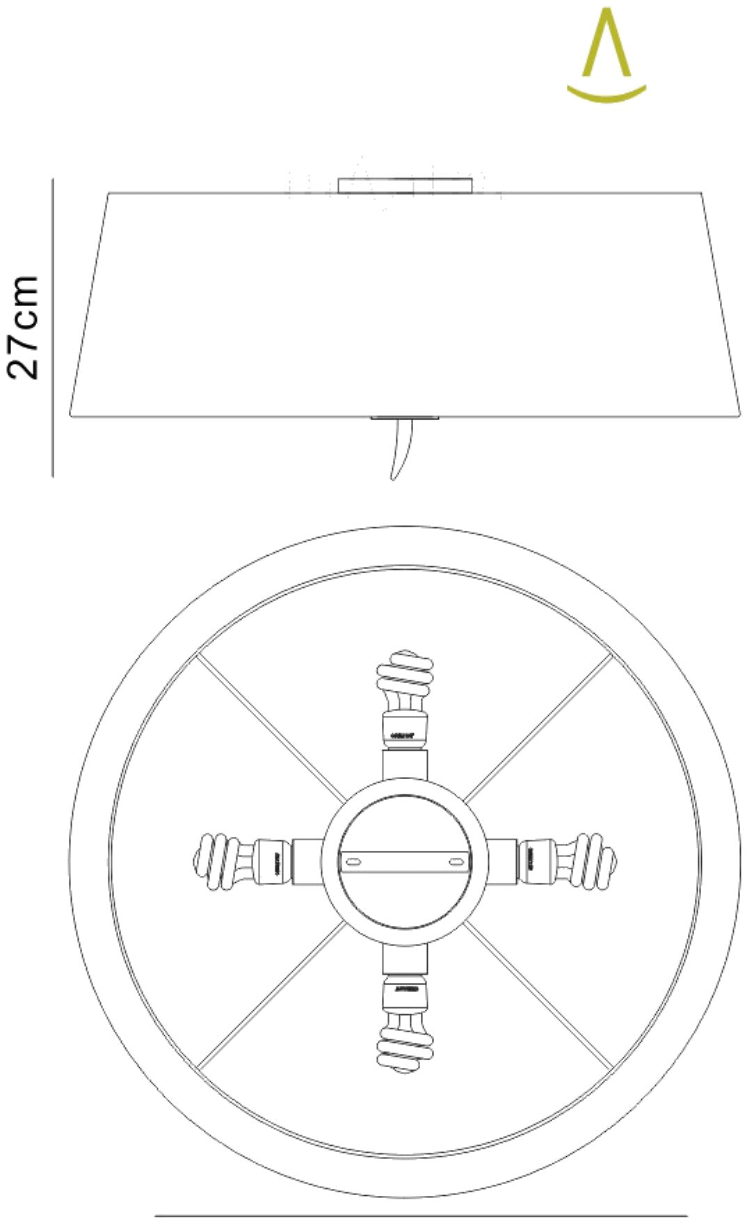 Ninette Flush Ceiling 4 Light E27, Antique Brass With Ivory White Shade by Mantra