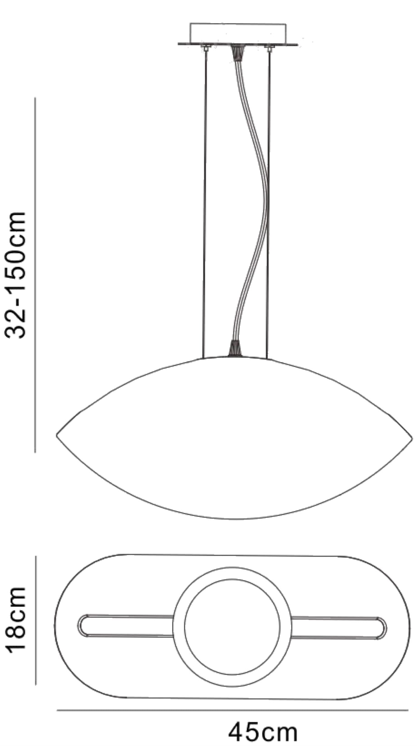 Pasion Oval Pendant 3 Light E27, Gloss White/White Acrylic/Polished Chrome, CFL Lamps INCLUDED by Mantra