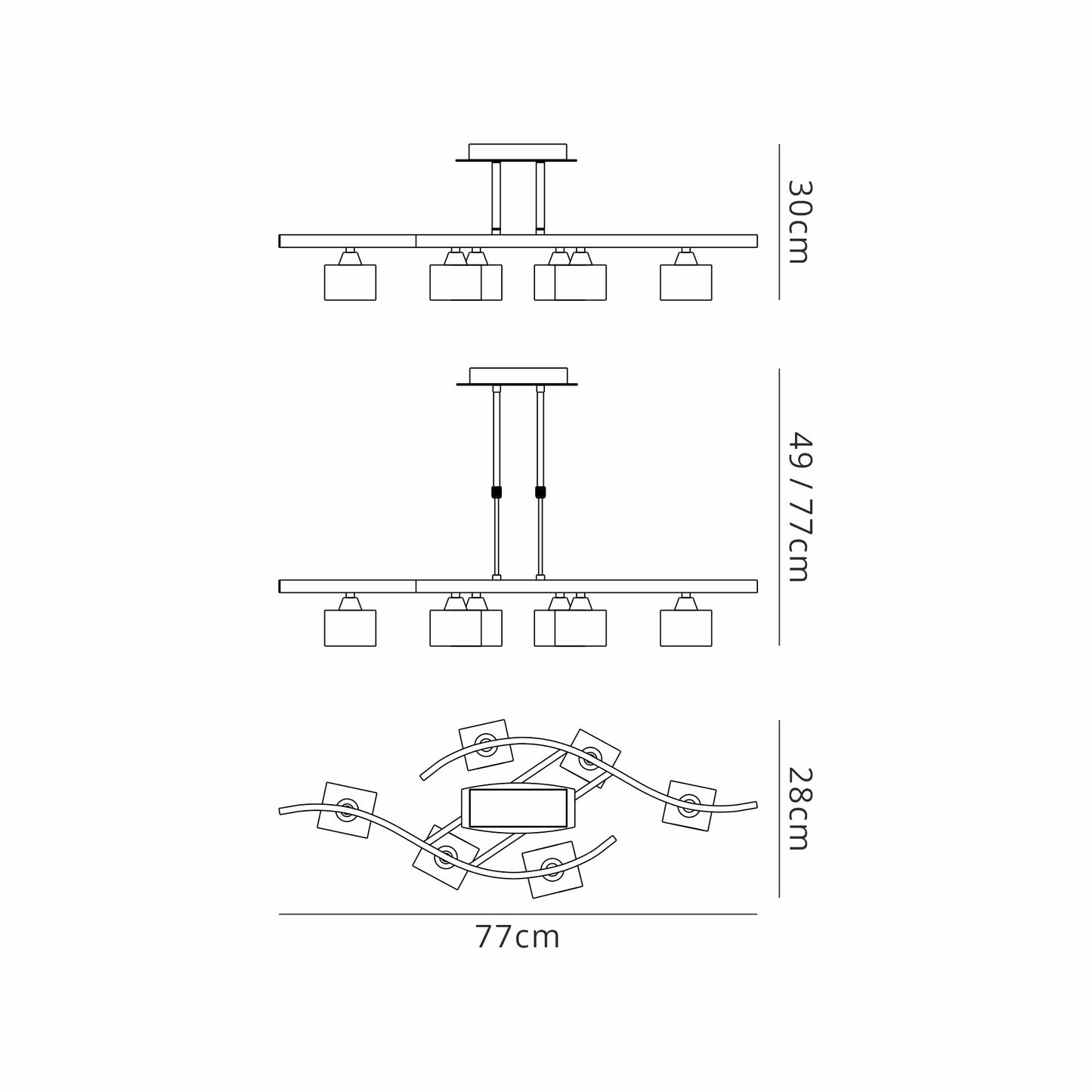 Cuadrax Rectangular Semi Flush 6 Light G9 Satin Nickel (0004023) by Mantra