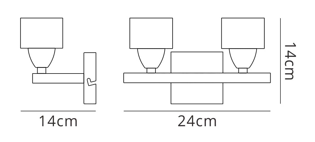 Cuadrax Wall Switched 2 Light G9, Antique Brass by Mantra