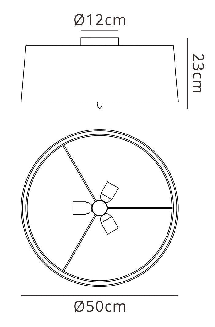 Lua Flush Ceiling 3 Light E27, Ash Grey With Ash Grey Shade by Mantra