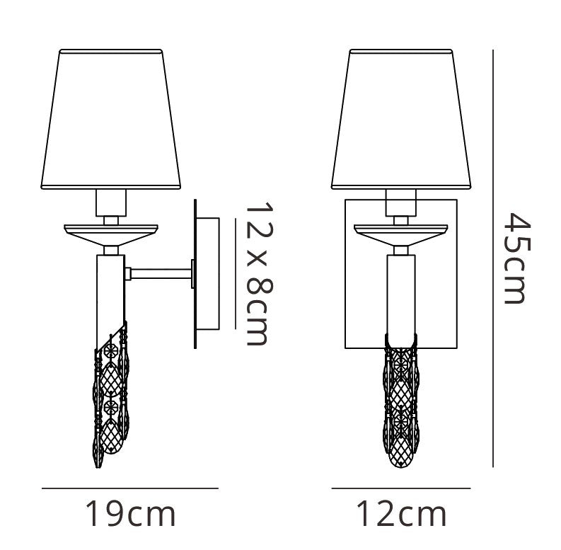 Tiffany Wall Lamp Switched 1+1 Light E14+G9, Polished Chrome With Cream Shade & Clear Crystal by Mantra