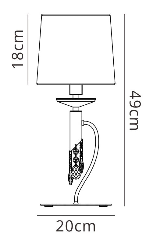 Tiffany Table Lamp 1+1 Light E14+G9, Polished Chrome With Cream Shade & Clear Crystal by Mantra