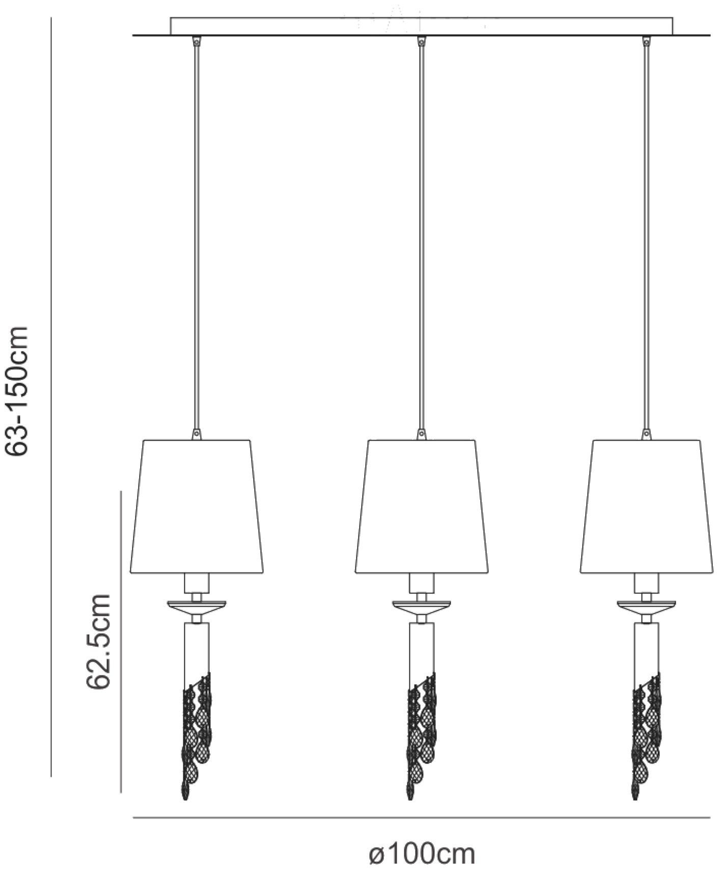 Tiffany Linear Pendant 3+3 Light E27+G9 Line, Antique Brass With Soft Bronze Shades & Clear Crystal by Mantra