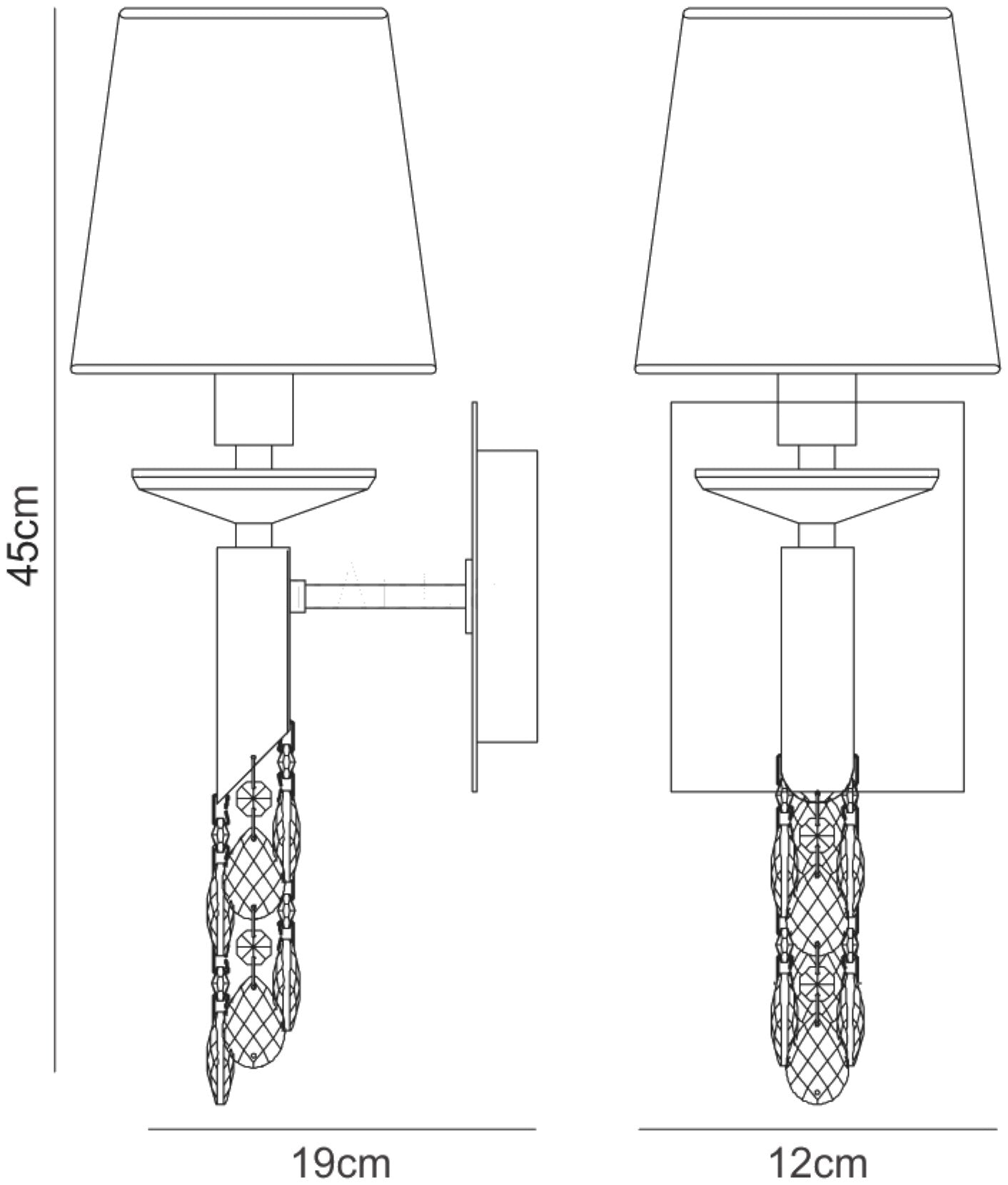 Tiffany Wall Lamp 1+1 Light E14 With Soft Bronze Shade Antique Brass/Crystal by Mantra