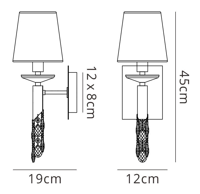 Tiffany Wall Lamp Switched 1+1 Light E14+G9, Antique Brass With Cream Shade & Clear Crystal by Mantra