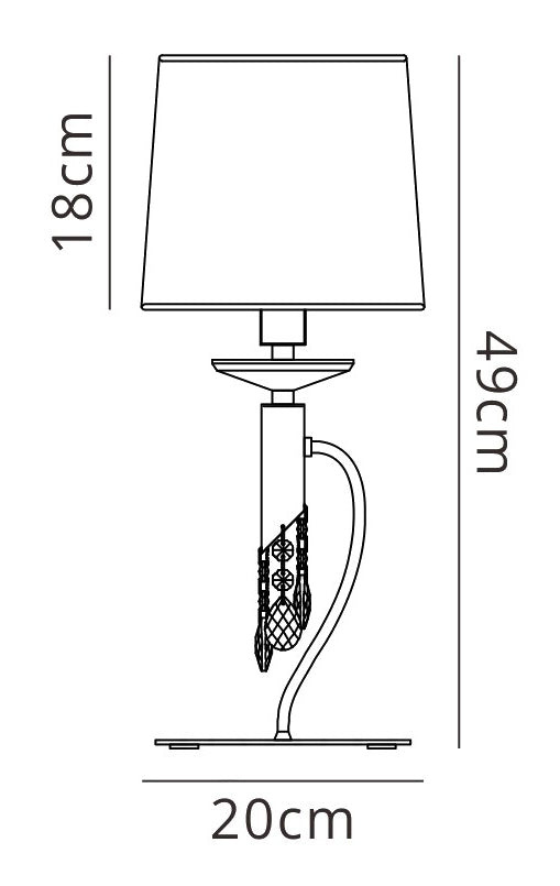 Tiffany Table Lamp 1+1 Light E14+G9, Antique Brass With White Shade & Clear Crystal by Mantra