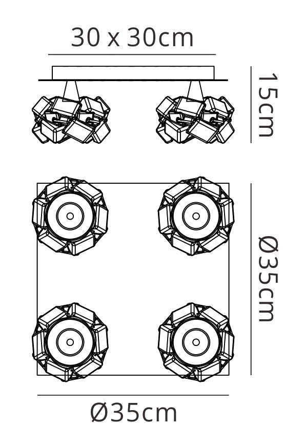 Artic Flush Ceiling 4 Light G9 Square, Polished Chrome by Mantra